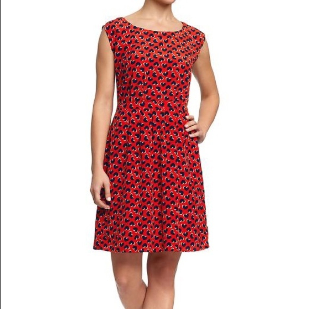 Old Navy Orange Navy Blue Heart Print Dress